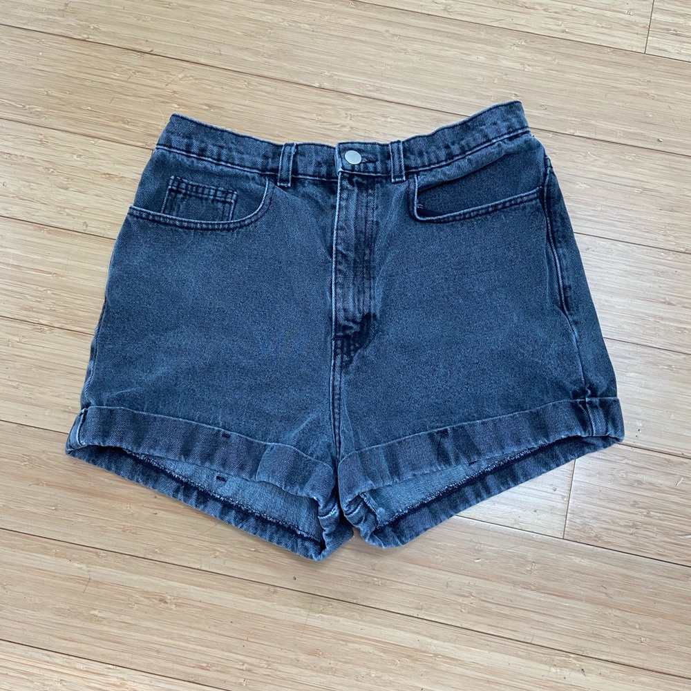 High rise cuffed denim shorts